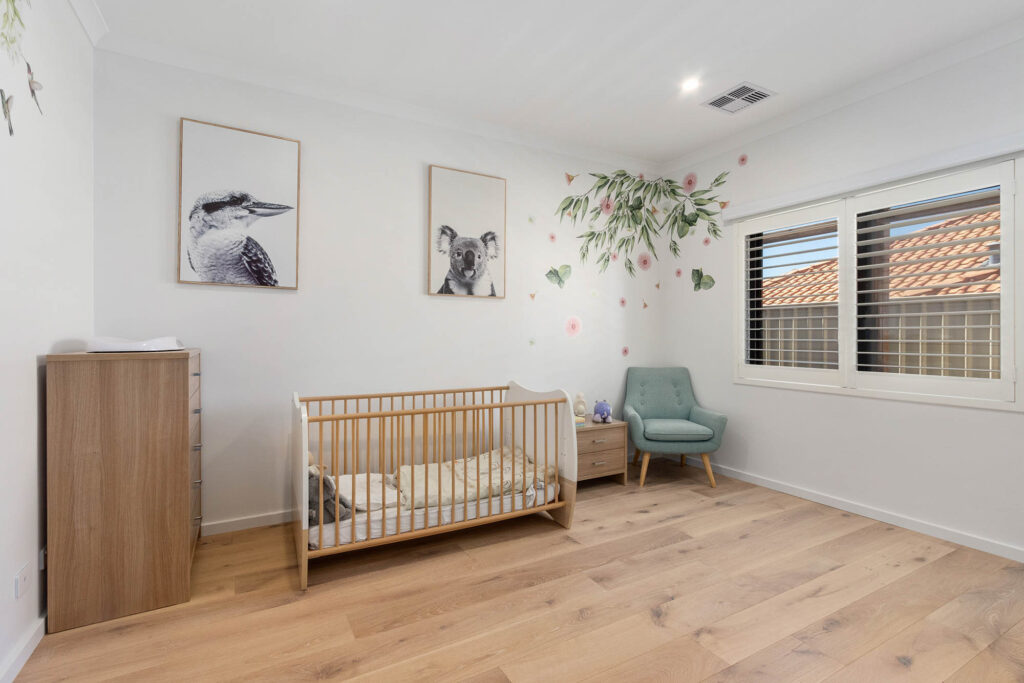Nursery in a new built sustainable home with insulation and double glazing for a healthy and comfortable indoor environment all year round.